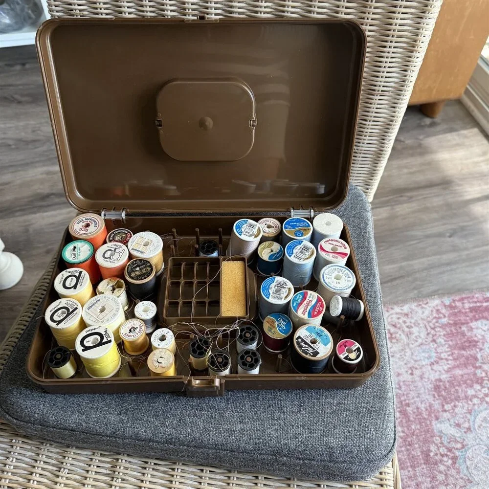 Vintage Brown Wilson Wil-Hold Thread Box Sewing Organizer Caddy Storage